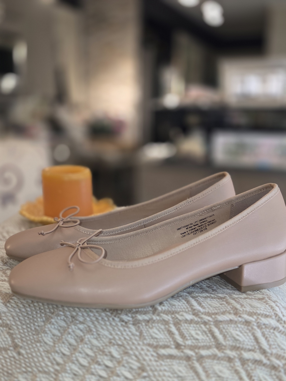 Time and Tru Tan Low Block Heel with Bow